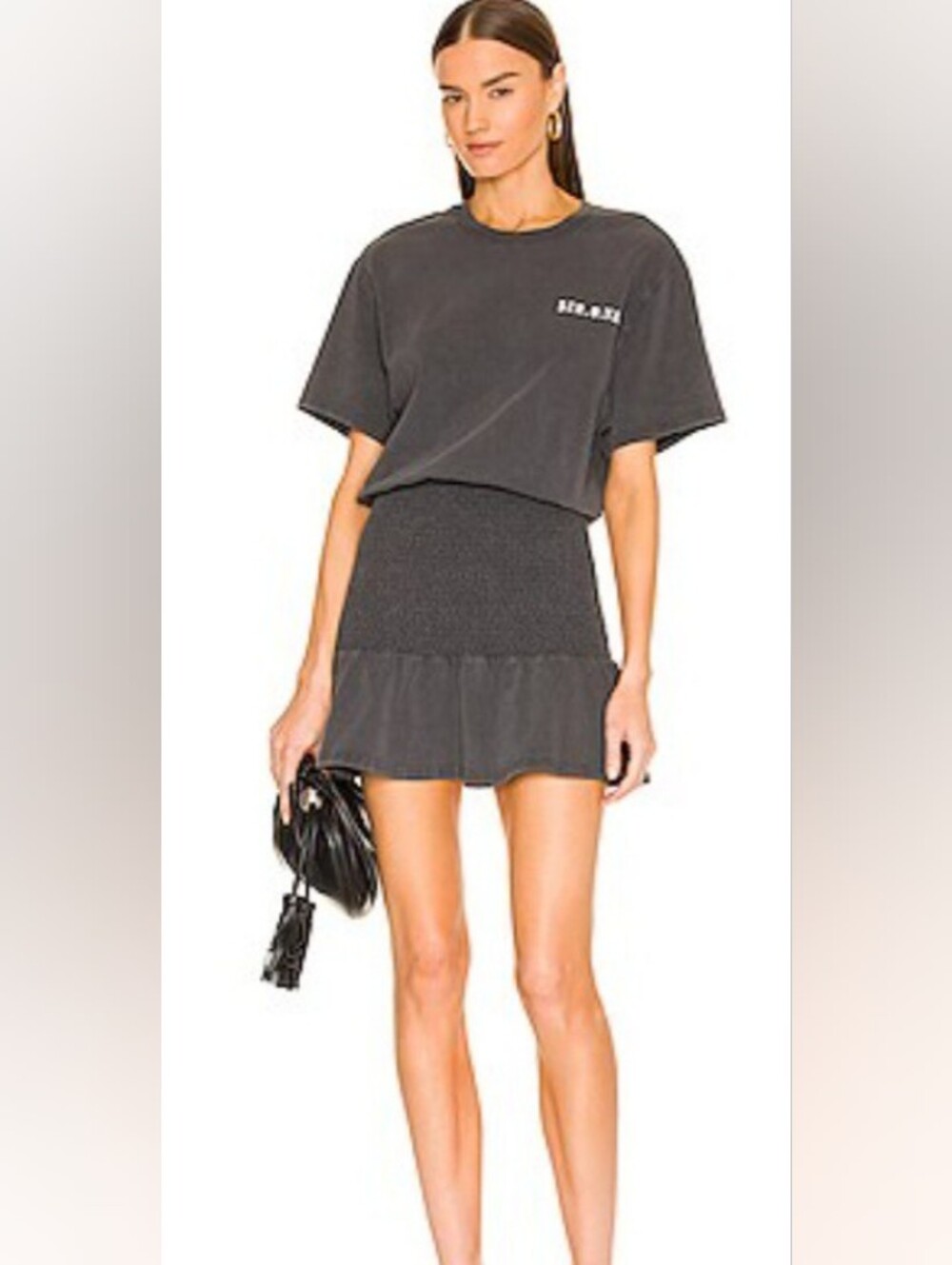 SEROYA Miranda T-Shirt Dress Short Sleeved In Gray S